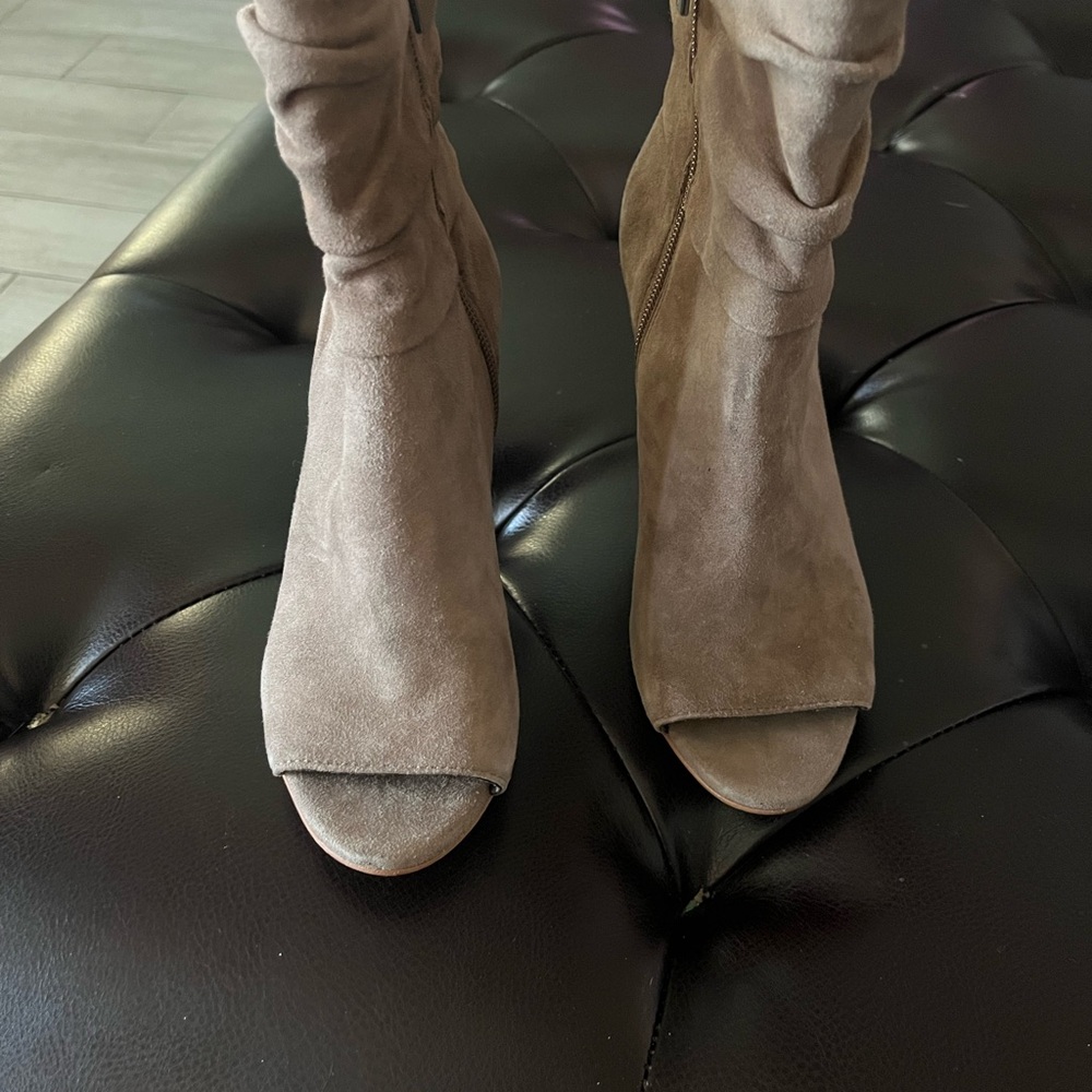 Vince Camuto Taupe Suede Heeled Boots